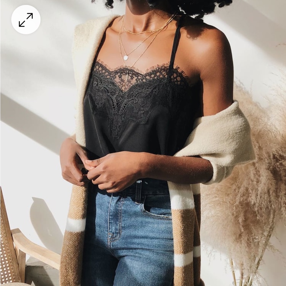 Black Satin Lace Cami